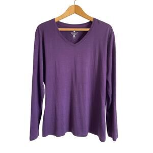 Seg'ments 100% Merino Wool long sleeve t-shirt purple v-neck top gorp XL